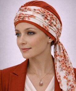 Turban Blanka pomarańczowy + wzór jarzębina