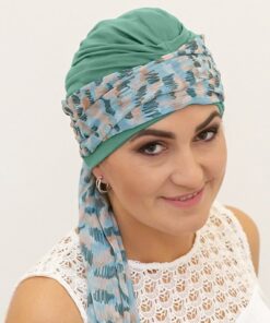 Bambusowy Turban Krystyna morski + wzór