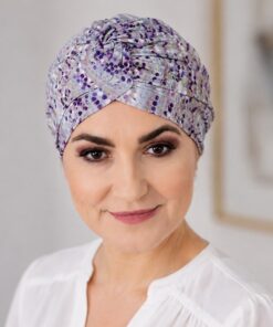 Bambusowy kolorowy Turban Klara szary + kolorowe bąbelki