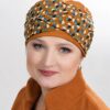 Turban Helena Miodowy brąz + wzór Silk