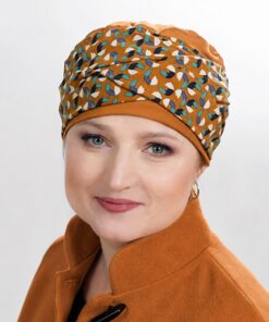 Turban Helena Miodowy brąz + wzór Silk