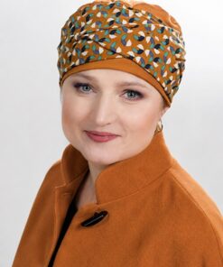 Alternative view of Turban Helena Miodowy brąz + wzór Silk