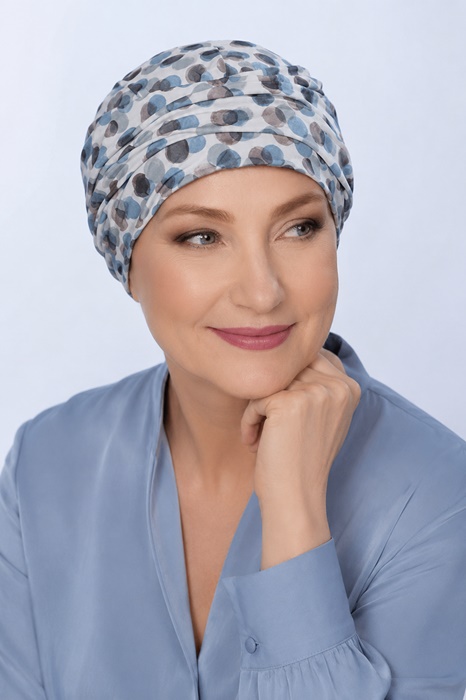 Turban Kasia szaro niebieski w bąbelki - obrazek 3