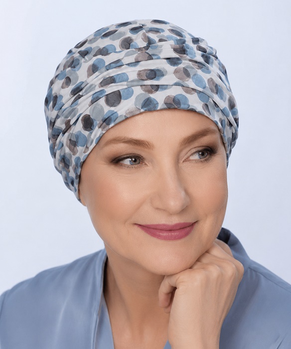 Turban Kasia szaro niebieski w bąbelki