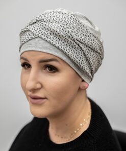 Turban Helena jasny szary + wzór Silk