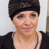 czarny elegancki turban na jesień i zimę