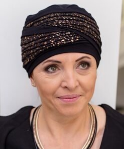 Bambusowy elegancki Turban Laura czarny + wzór
