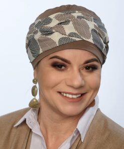 Bambusowy Turban Helena brązowy + kropki Silk