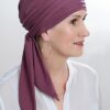wiązana chusta na głowę koloru ciemno różowego