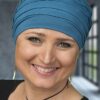 niebieski turban po chemioterapii w sklepie Eko Amazonka