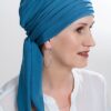 niebieska chusta po chemioterapii dla kobiet