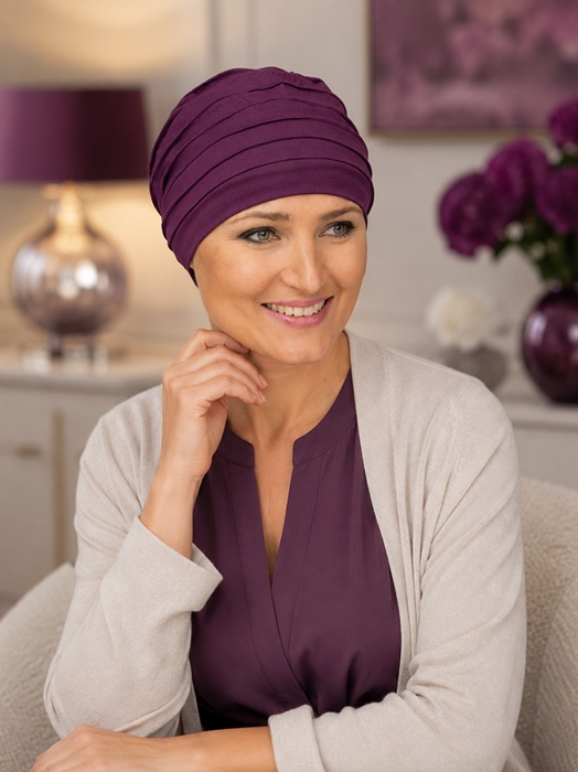 Turban Nadia śliwkowy - obrazek 2