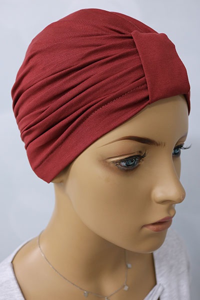 rdzawa czapka turban na lato cienka