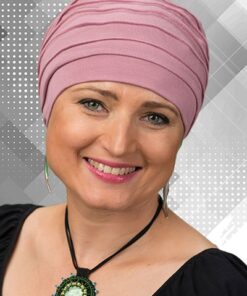 różowy turban damski letni