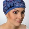 Bambusowy elegancki Turban Matylda Po chemioterapii niebieski + kropki - obrazek 2