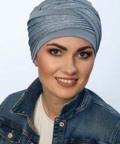 szary elegancki turban po chemioterapii