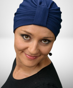 wygodny turban po chemioterapii granatowy