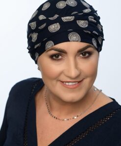czapka turban damska czarna w koła