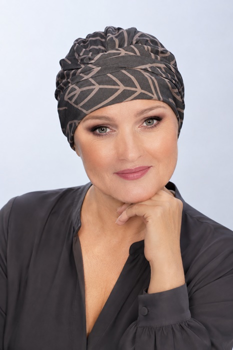 Turban Kasia ciemny szary + listki - obrazek 3