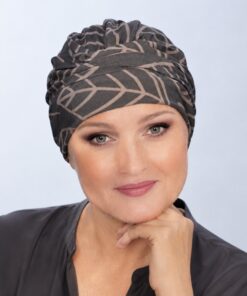Turban Kasia ciemny szary + listki