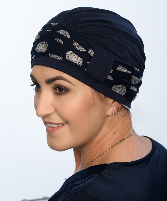 Bambusowy Turban Natalia ciemny granat + koła