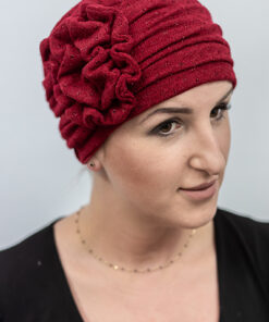 malinowa ciepła wełniana czapka damska Eryka