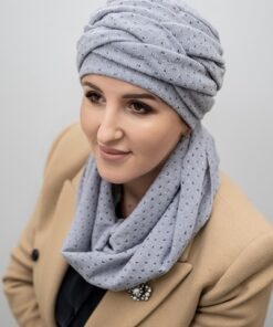 piękna szara wełniana czapka damska zimowa