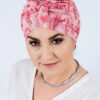 wygodny turban do spania różowy we wzór