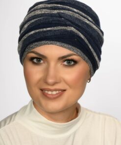 Wełniana czapka Stella granat w paski