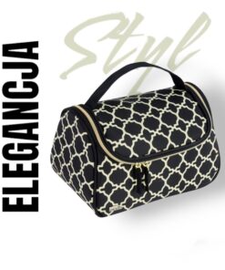 elegancja i styl czarna kosmetyczka kuferek