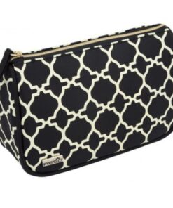 elegancka mała czarna kosmetyczka damska we wzór
