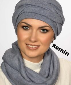 Wełniany Komin ciemny szary grafit