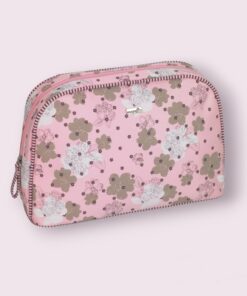 kosmetyczka damska duża różowa w kwiaty