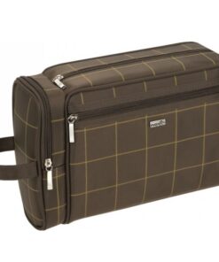 kosmetyczka męska brązowa w kratkę