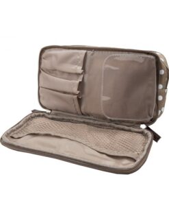 kosmetyczka z przegródkami kawowa w groszki