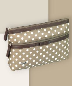 kosmetyczka mała kawowa w kropki