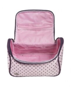 kuferek kosmetyczka różowe groszki