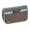 mała brązowa kosmetyczka w kropki