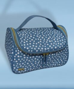 pojemna kosmetyczka kuferek błękitna