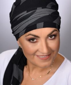 czarno szara chusta wiązana na głowę Simona