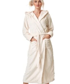 szlafrok damski długi kremowy key