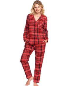 Alternative view of Piżama damska Moraj długi rękaw rozpinana Flanela czerwona