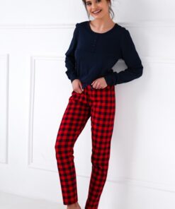 świąteczna krata piżama sensis granatowa