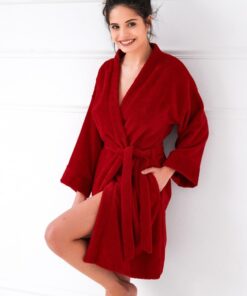 świąteczny czerwony szlafrok bez kaptura rolling