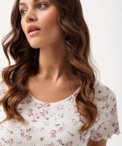 jasna piżama w róże polski producent luna 666