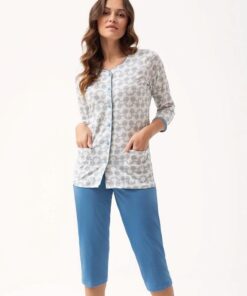 niebieska rozpinana piżama damska luna 668