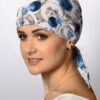 beżowo niebieska mini chustka na głowę maja
