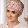 Turban Ela beż + kwiaty