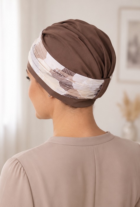 Turban Ela kawowy + wzór - obrazek 2