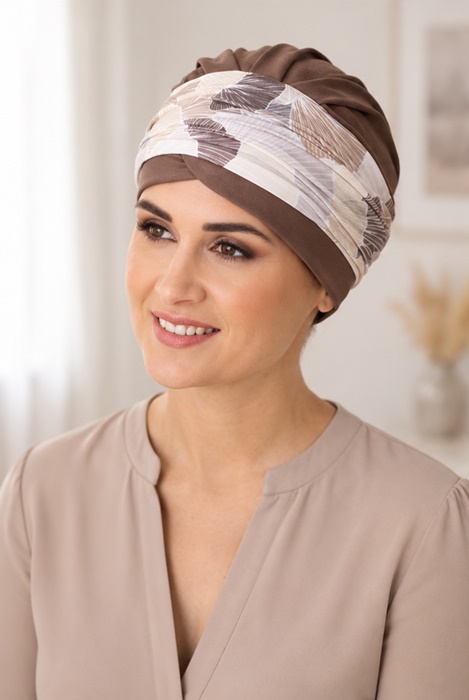 Turban Ela kawowy + wzór - obrazek 3